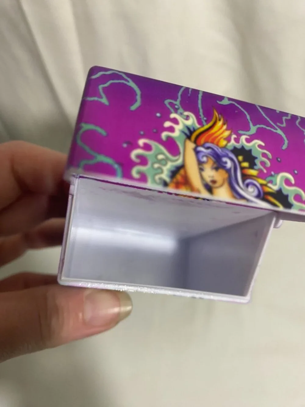 Mermaid Koi Fish Cigarette Case Holder Purple Decorative Plastic Flip Top Box